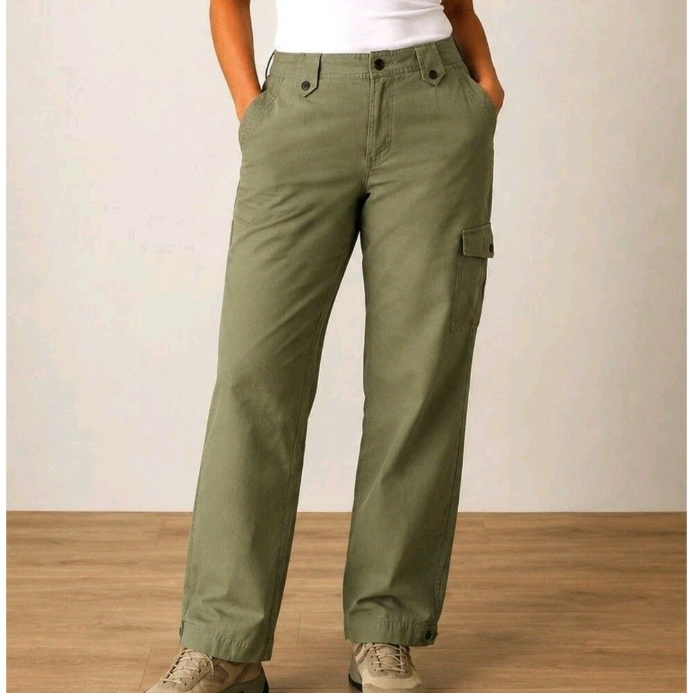 Vintage L.L. Bean Women's Cargo Utility Pants Olive Green Size 18 M Tall